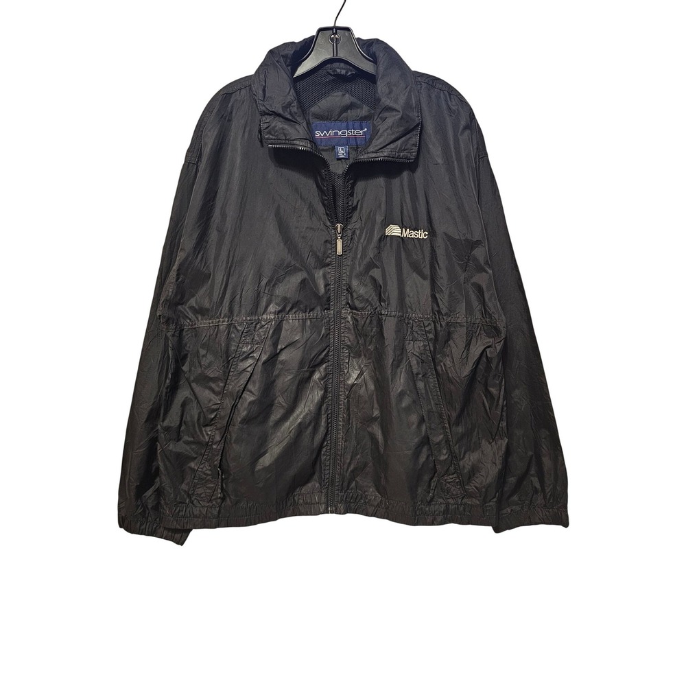 Swingster Traveler Mens Black Nylon Full Zip Windbreaker Jacket Large Mastic